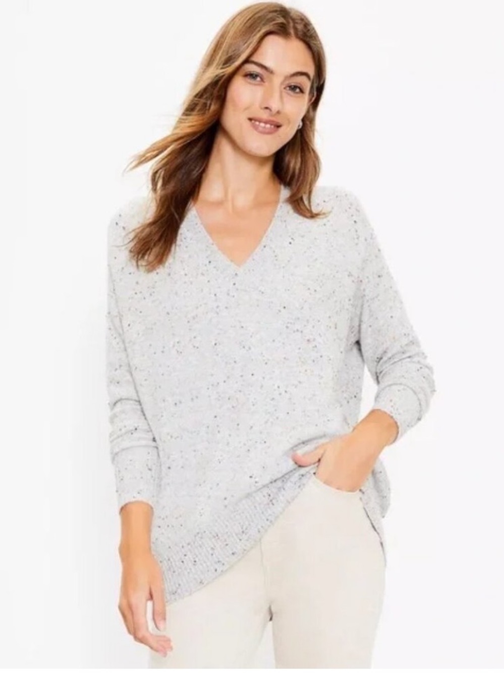 LOFT Flecked Relaxed V-neck Sweater. Women’s size small.